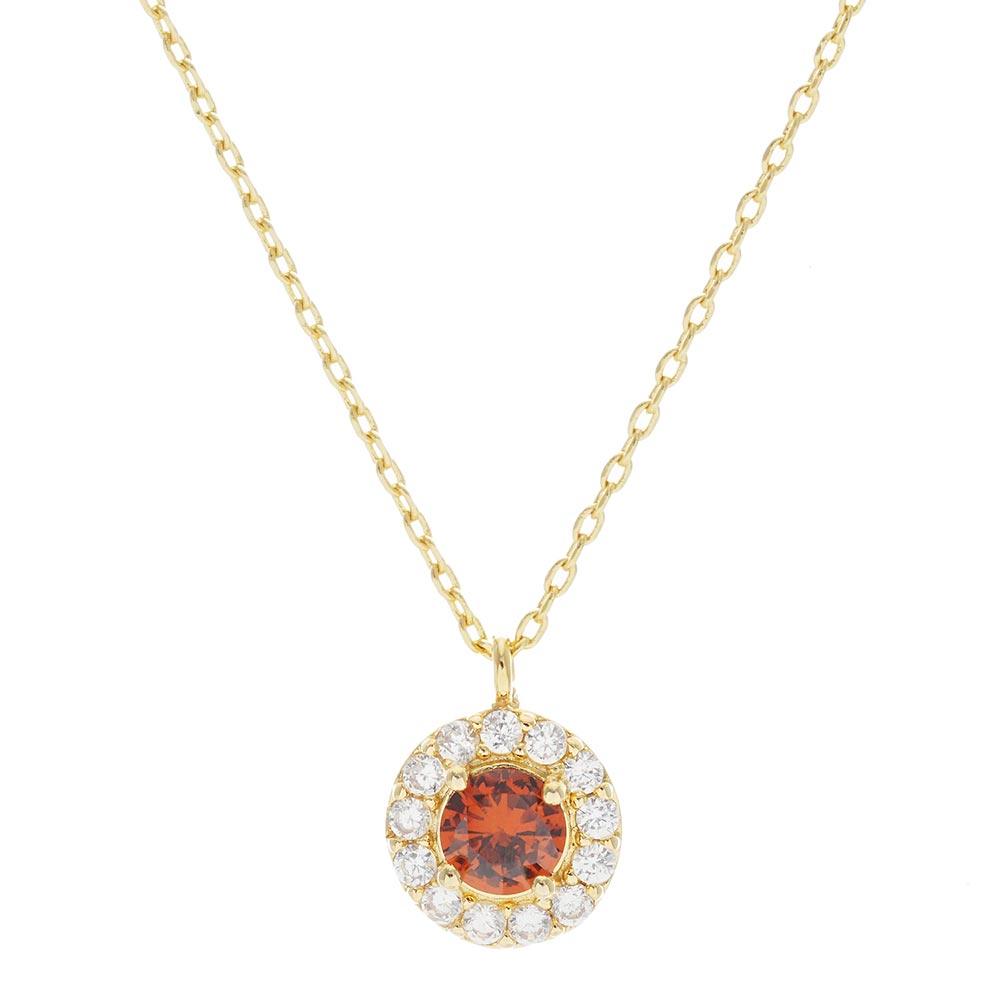 Gold Gold Dipped CZ Round Pendant Necklace - Jewelry Store by Erik Rayo