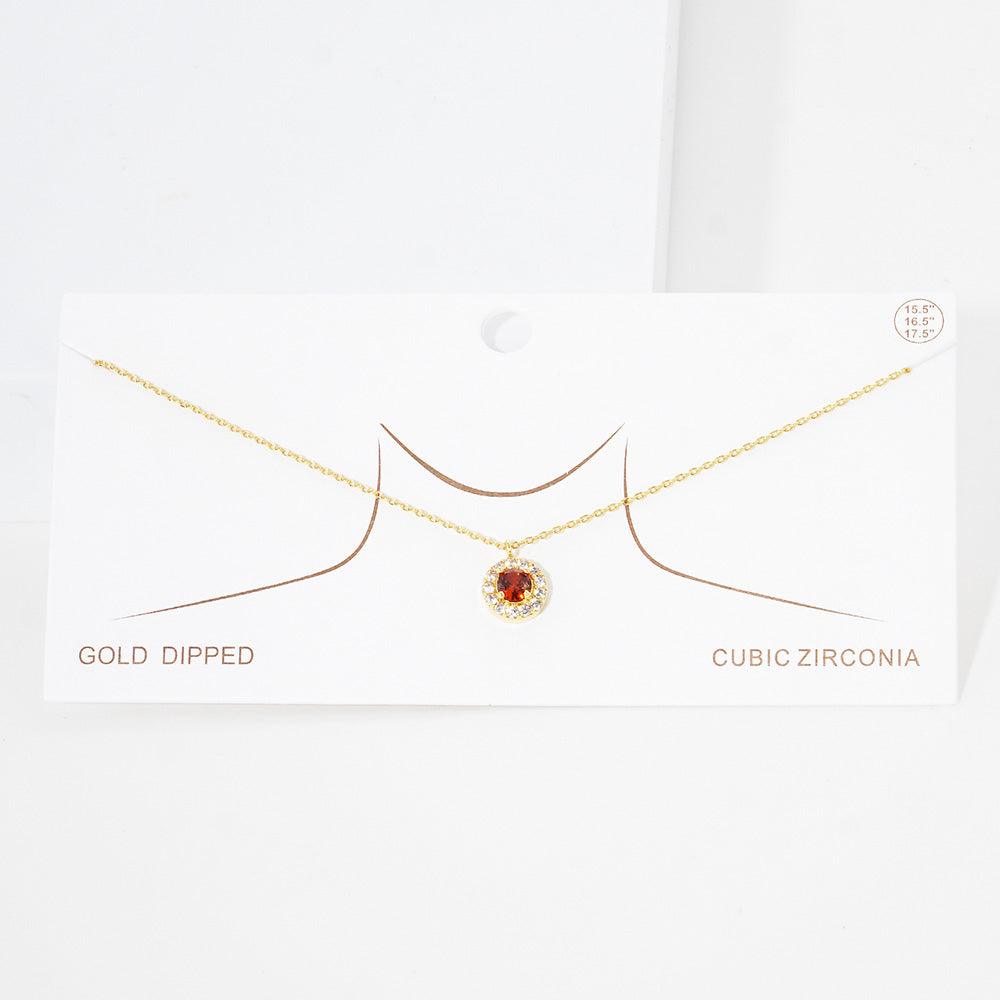 Gold Gold Dipped CZ Round Pendant Necklace - Jewelry Store by Erik Rayo