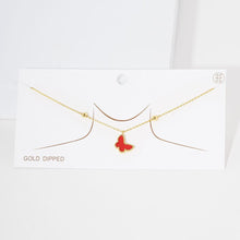 Load image into Gallery viewer, Red Gold Dipped Enamel Butterfly Pendant Necklace
