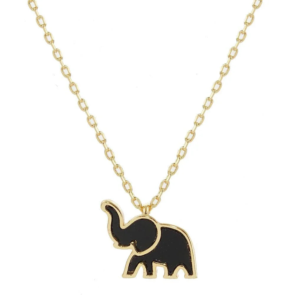 Gold Gold Dipped Enamel Elephant Pendant Necklace - Jewelry Store by Erik Rayo