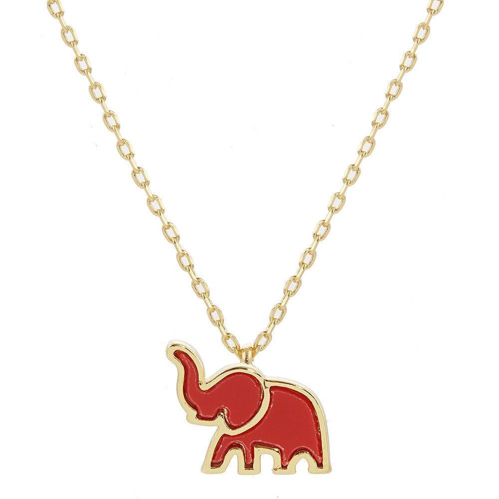 Red Gold Dipped Enamel Elephant Pendant Necklace - Jewelry Store by Erik Rayo