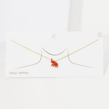 Load image into Gallery viewer, Red Gold Dipped Enamel Elephant Pendant Necklace
