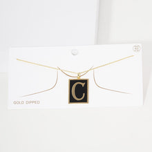 Load image into Gallery viewer, Gold -C- Gold Dipped Enamel Rectangle Monogram Pendant Necklace
