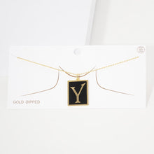 Load image into Gallery viewer, Letter Y Gold Dipped Enamel Rectangle Monogram Pendant Necklace
