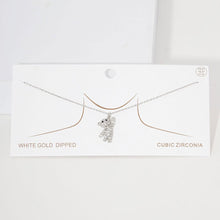 Load image into Gallery viewer, Gold White Gold Dipped CZ Embellished Bear Pendant Necklace
