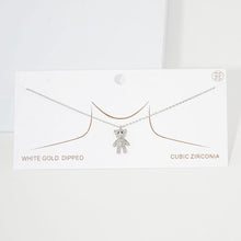 Load image into Gallery viewer, Gold White Gold Dipped CZ Embellished Bear Pendant Necklace
