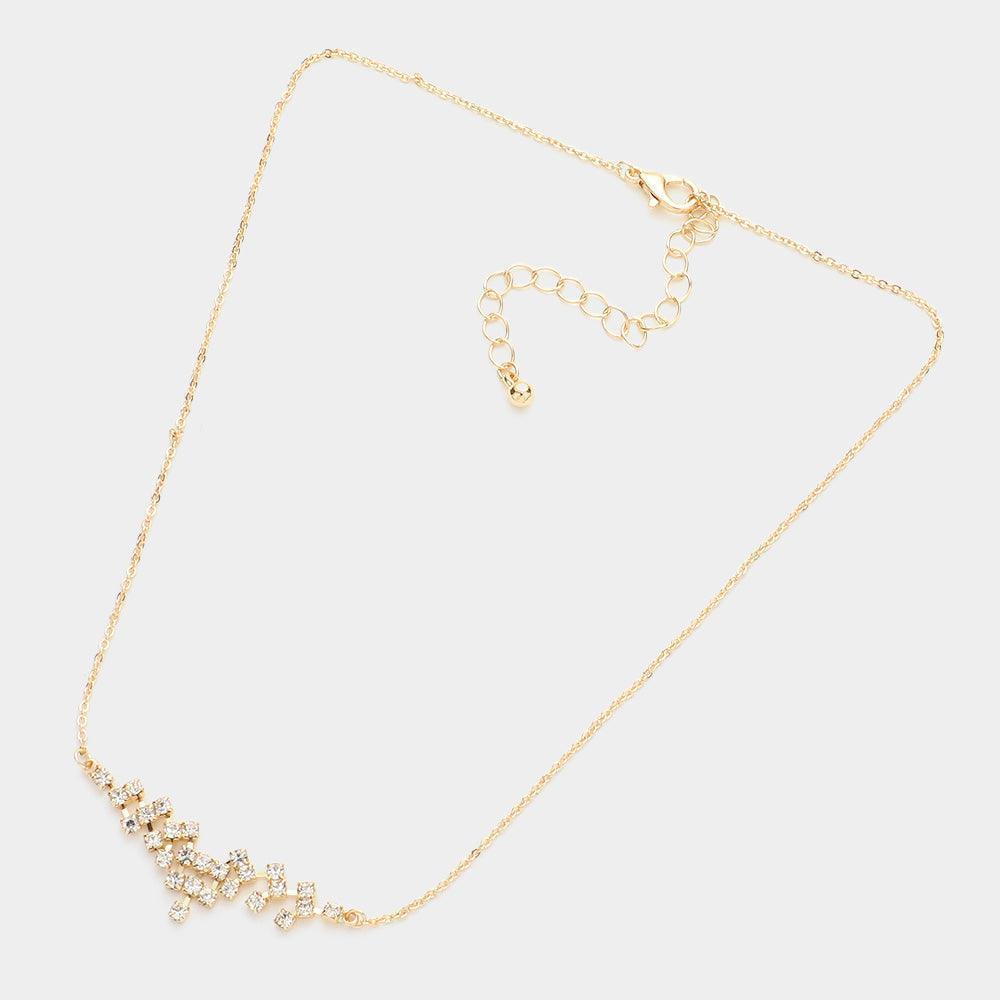 Gold Brass Metal Rhinestone Pendant Necklace - Jewelry Store by Erik Rayo