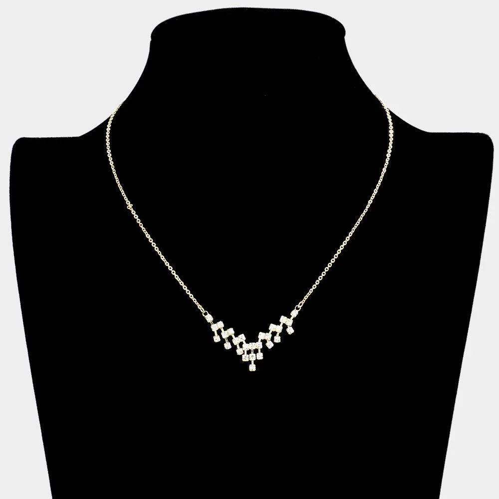Gold Brass Metal Rhinestone Pendant Necklace - Jewelry Store by Erik Rayo
