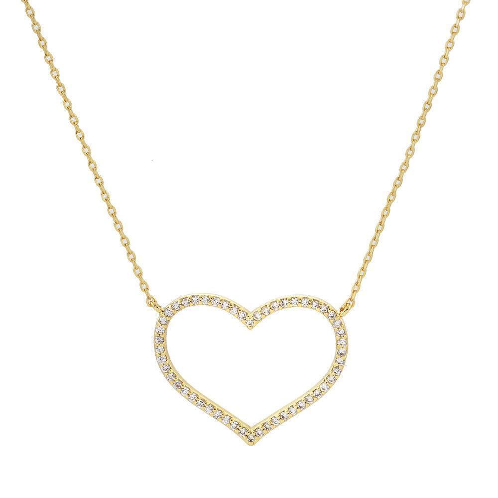 Gold Gold Dipped CZ Open Heart Pendant Necklace - Jewelry Store by Erik Rayo