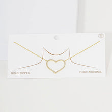 Load image into Gallery viewer, Gold Gold Dipped CZ Open Heart Pendant Necklace
