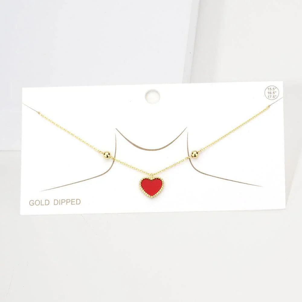 Red Gold Dipped Heart Pendant Necklace - Jewelry Store by Erik Rayo