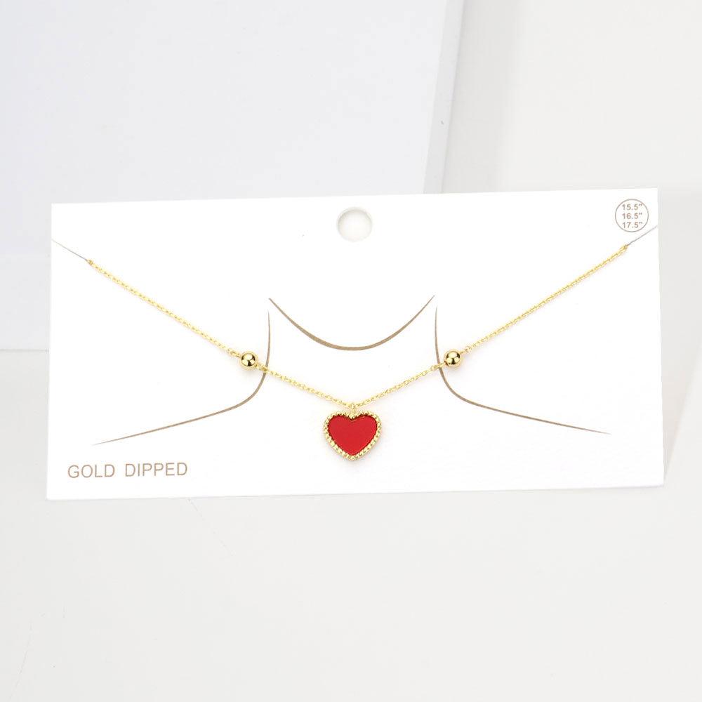 Red Gold Dipped Heart Pendant Necklace