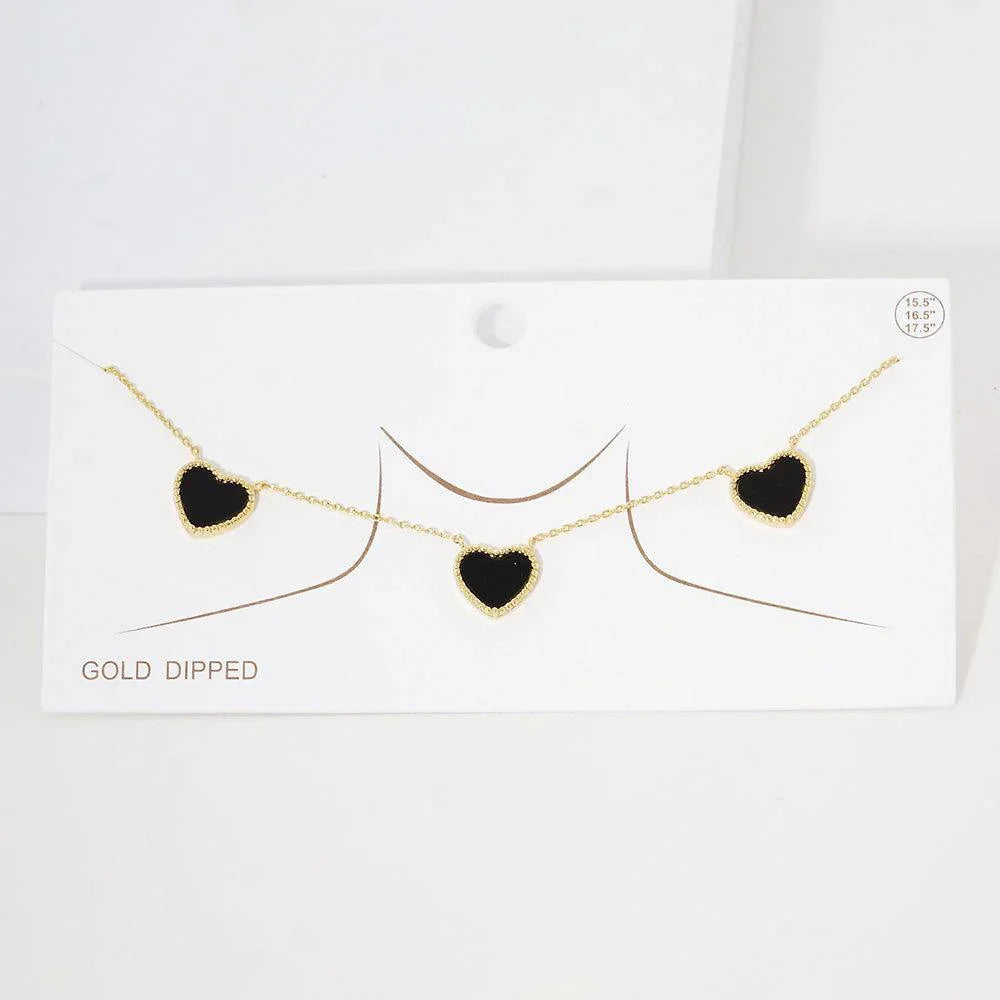 Gold Gold Dipped Triple Heart Pendant Necklace - Jewelry Store by Erik Rayo