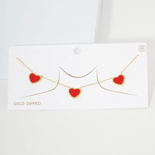 Load image into Gallery viewer, Red Gold Dipped Triple Heart Pendant Necklace
