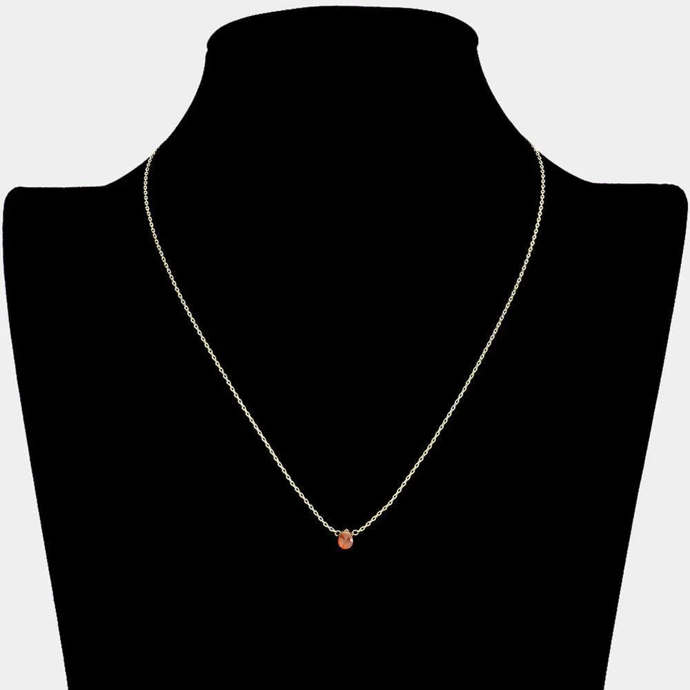 Orange Semi Precious Teardrop Pendant Necklace - Jewelry Store by Erik Rayo