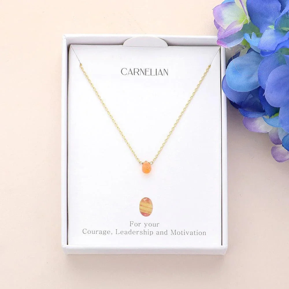 Orange Semi Precious Teardrop Pendant Necklace - Jewelry Store by Erik Rayo