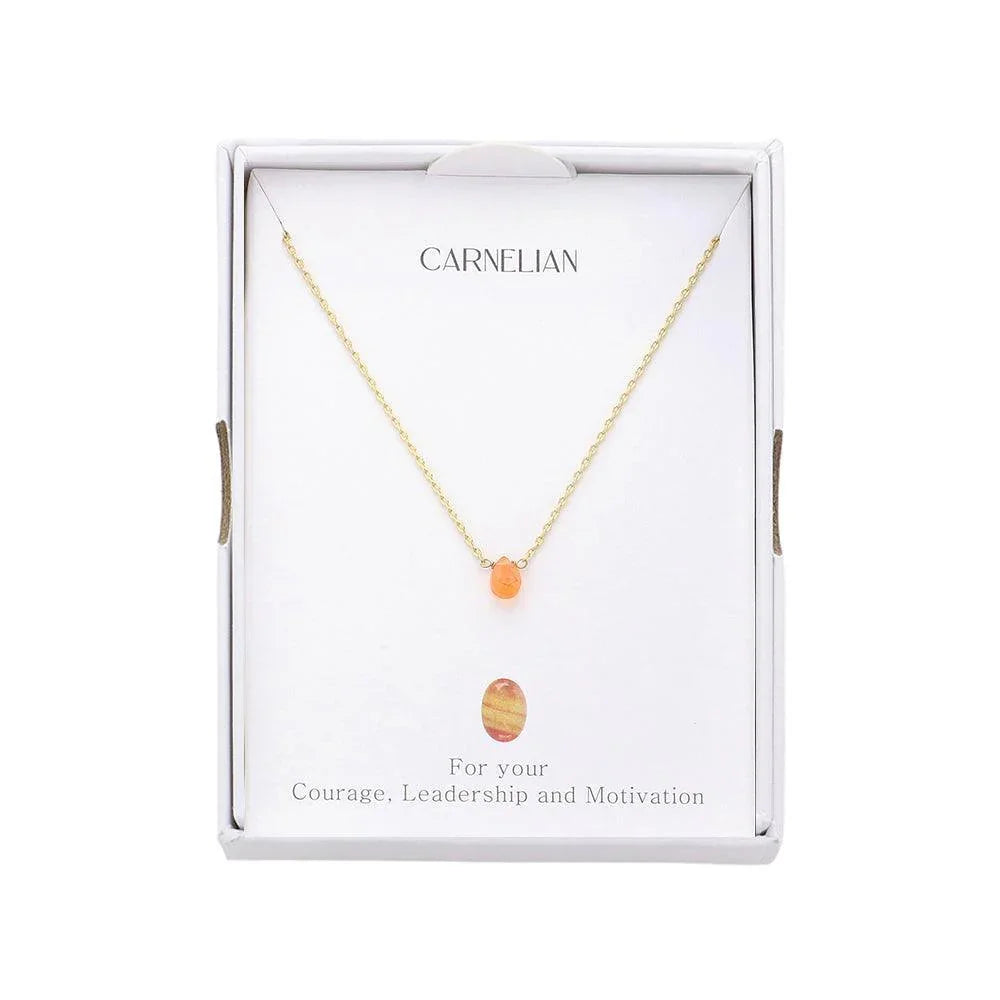 Orange Semi Precious Teardrop Pendant Necklace - Jewelry Store by Erik Rayo