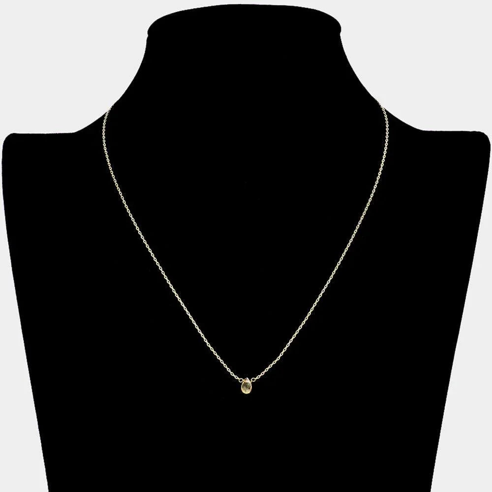 Yellow Semi Precious Teardrop Pendant Necklace - Jewelry Store by Erik Rayo