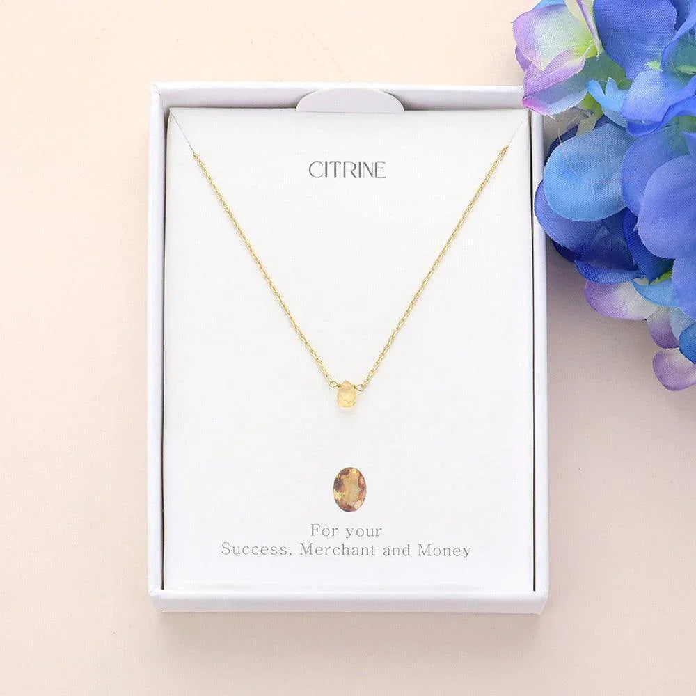Yellow Semi Precious Teardrop Pendant Necklace - Jewelry Store by Erik Rayo