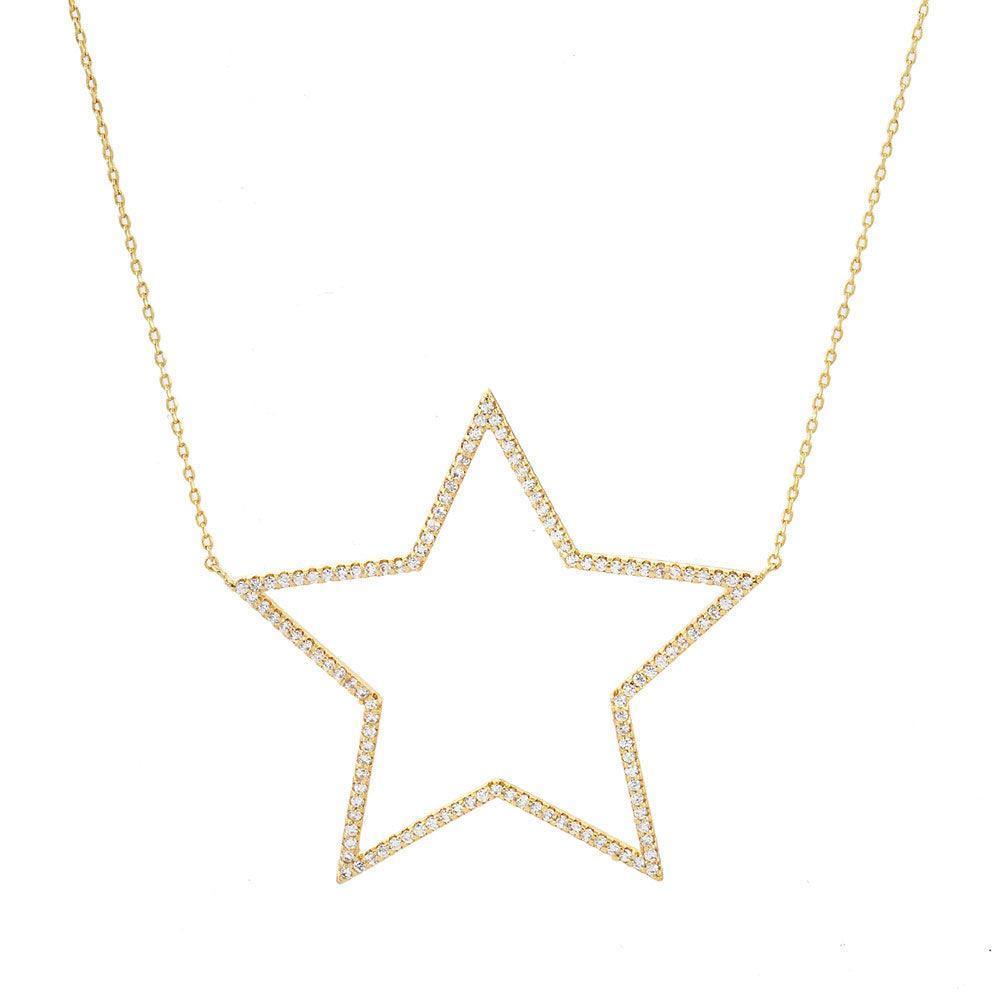 Gold Gold Dipped CZ Open Star Pendant Necklace - Jewelry Store by Erik Rayo