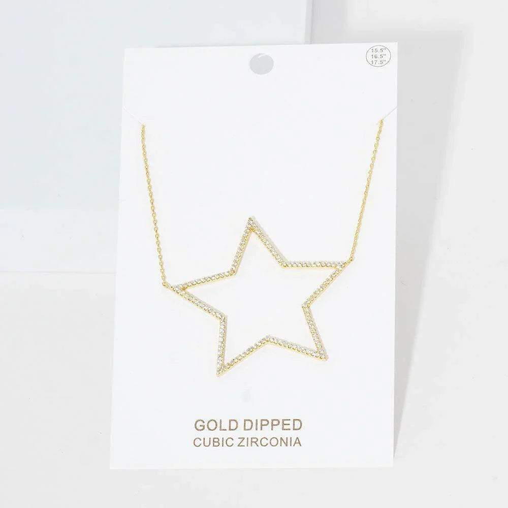 Gold Gold Dipped CZ Open Star Pendant Necklace - Jewelry Store by Erik Rayo