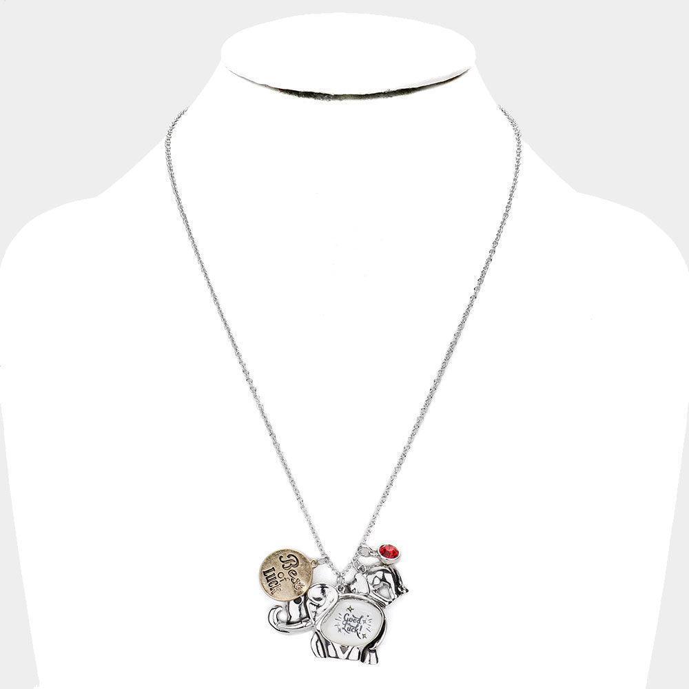 Two Tone Good Luck Metal Elephant Pendant Necklace - Jewelry Store by Erik Rayo