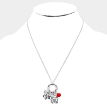 Load image into Gallery viewer, Silver Metal Elephant Bead Ball Pendant Necklace
