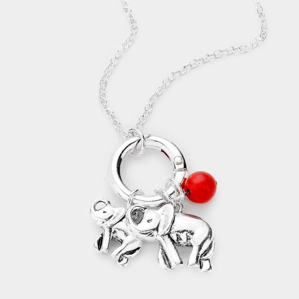 Silver Metal Elephant Bead Ball Pendant Necklace - Jewelry Store by Erik Rayo