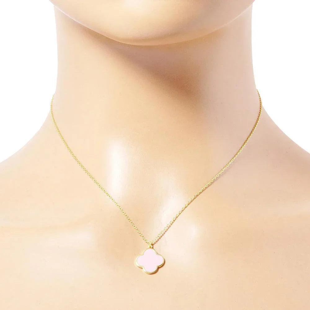 Pink Gold Dipped Quatrefoil Pendant Necklace - Jewelry Store by Erik Rayo