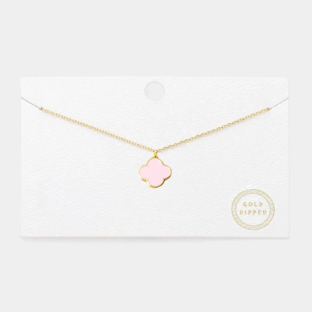 Pink Gold Dipped Quatrefoil Pendant Necklace - Jewelry Store by Erik Rayo