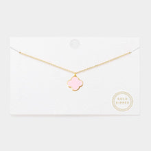 Load image into Gallery viewer, Pink Gold Dipped Quatrefoil Pendant Necklace
