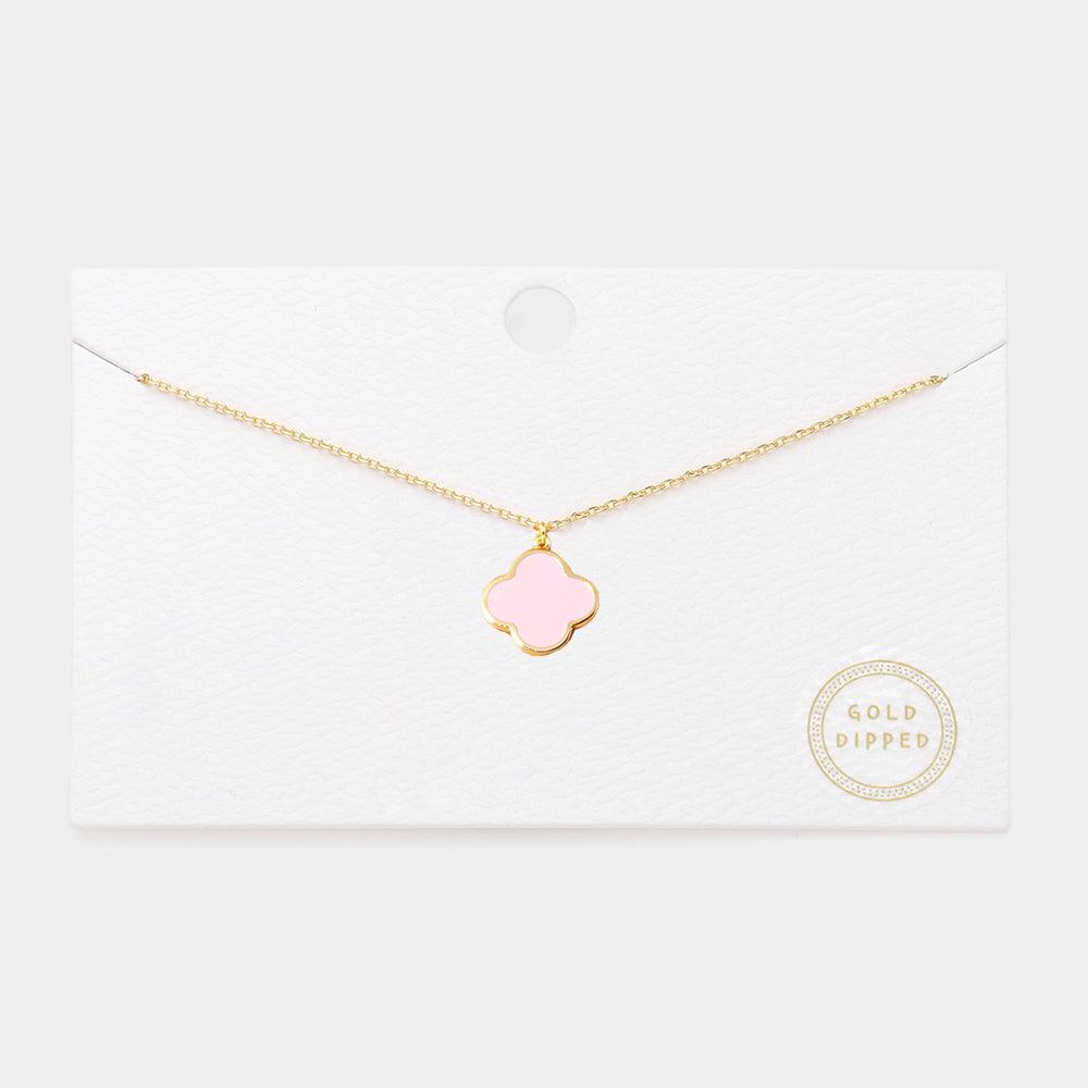 Pink Gold Dipped Quatrefoil Pendant Necklace