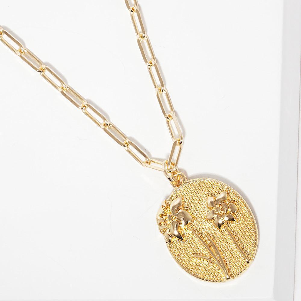 Gold DECEMBER Gold Dipped Birth Flower Pendant Necklace - Jewelry Store by Erik Rayo
