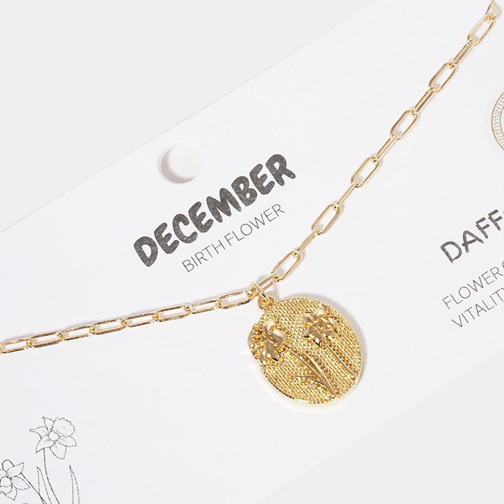 Gold DECEMBER Gold Dipped Birth Flower Pendant Necklace - Jewelry Store by Erik Rayo