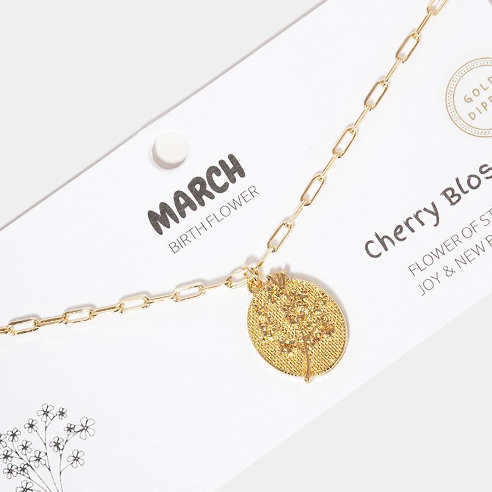 Gold MARCH Gold Dipped Birth Flower Pendant Necklace - Jewelry Store by Erik Rayo