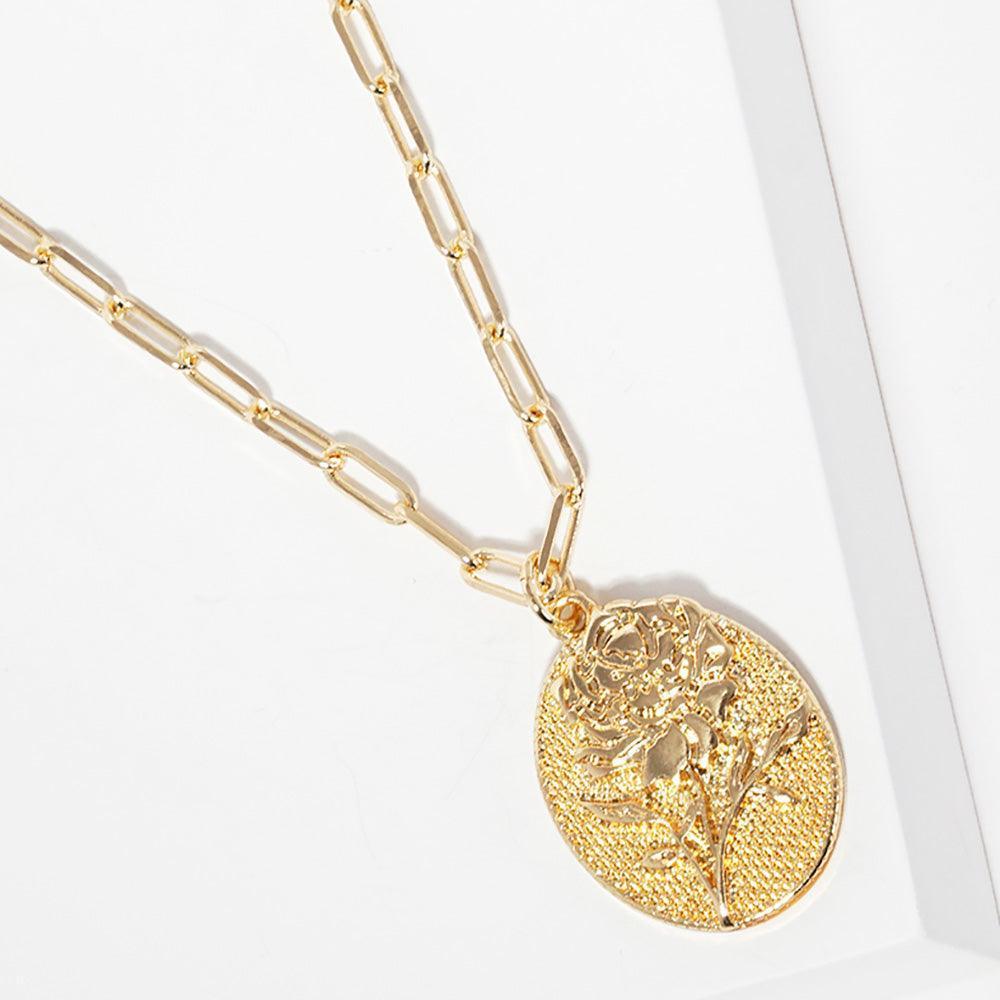 Gold SEPTEMEBER Gold Dipped Birth Flower Pendant Necklace - Jewelry Store by Erik Rayo