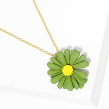 Load image into Gallery viewer, Green Gold Dipped Bloom Flower Pendant Necklace
