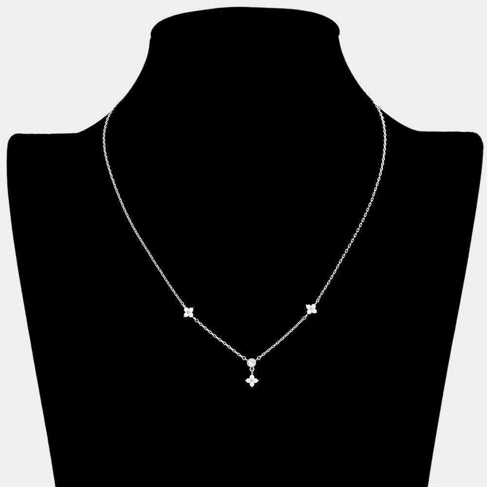 Brass Metal Floral Stone Pendant Necklace - Jewelry Store by Erik Rayo