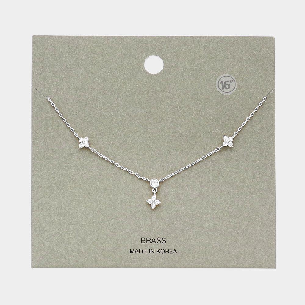 Brass Metal Floral Stone Pendant Necklace - Jewelry Store by Erik Rayo