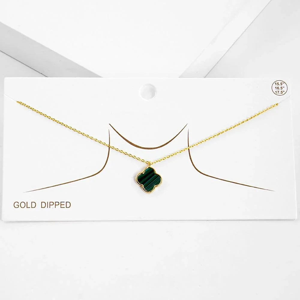 Green Gold Dipped Quatrefoil Pendant Necklace - Jewelry Store by Erik Rayo