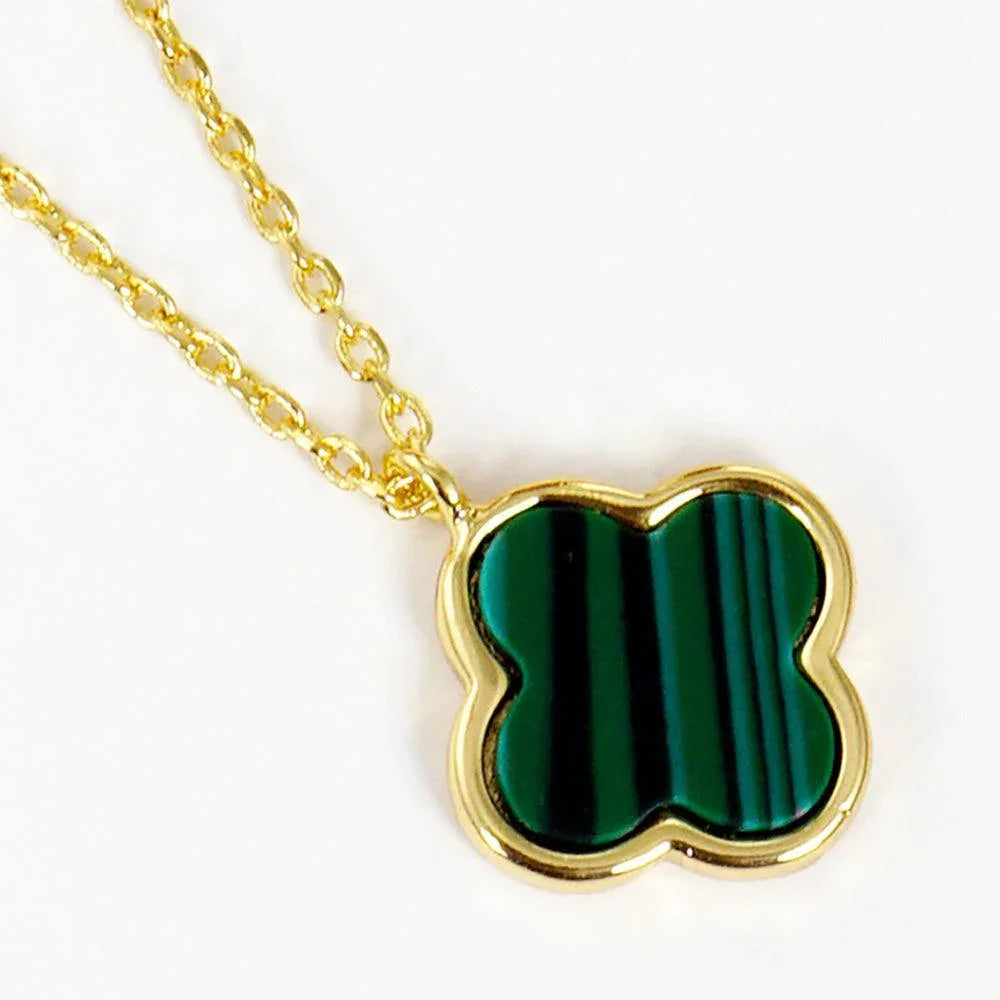 Green Gold Dipped Quatrefoil Pendant Necklace - Jewelry Store by Erik Rayo