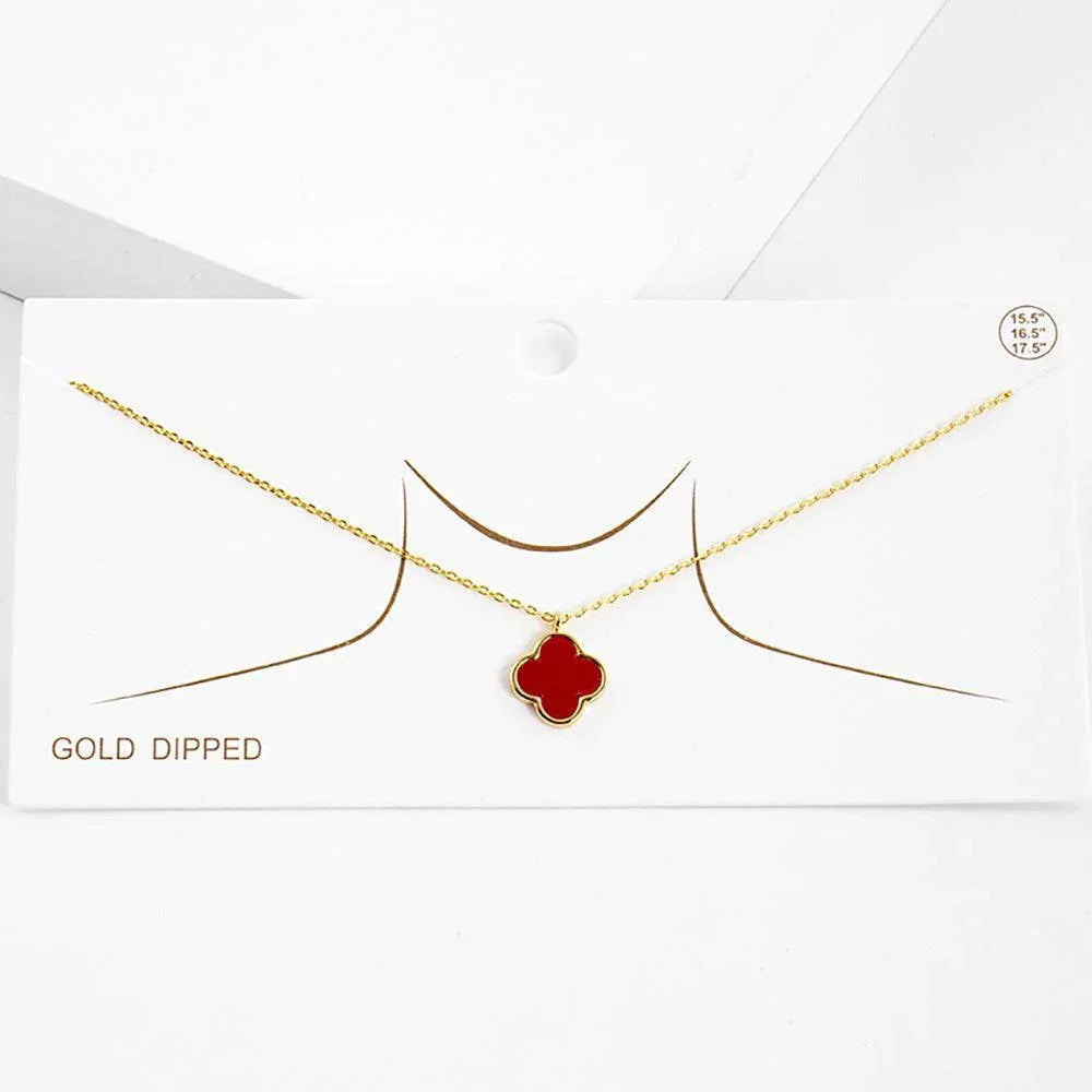 Red Gold Dipped Quatrefoil Pendant Necklace - Jewelry Store by Erik Rayo