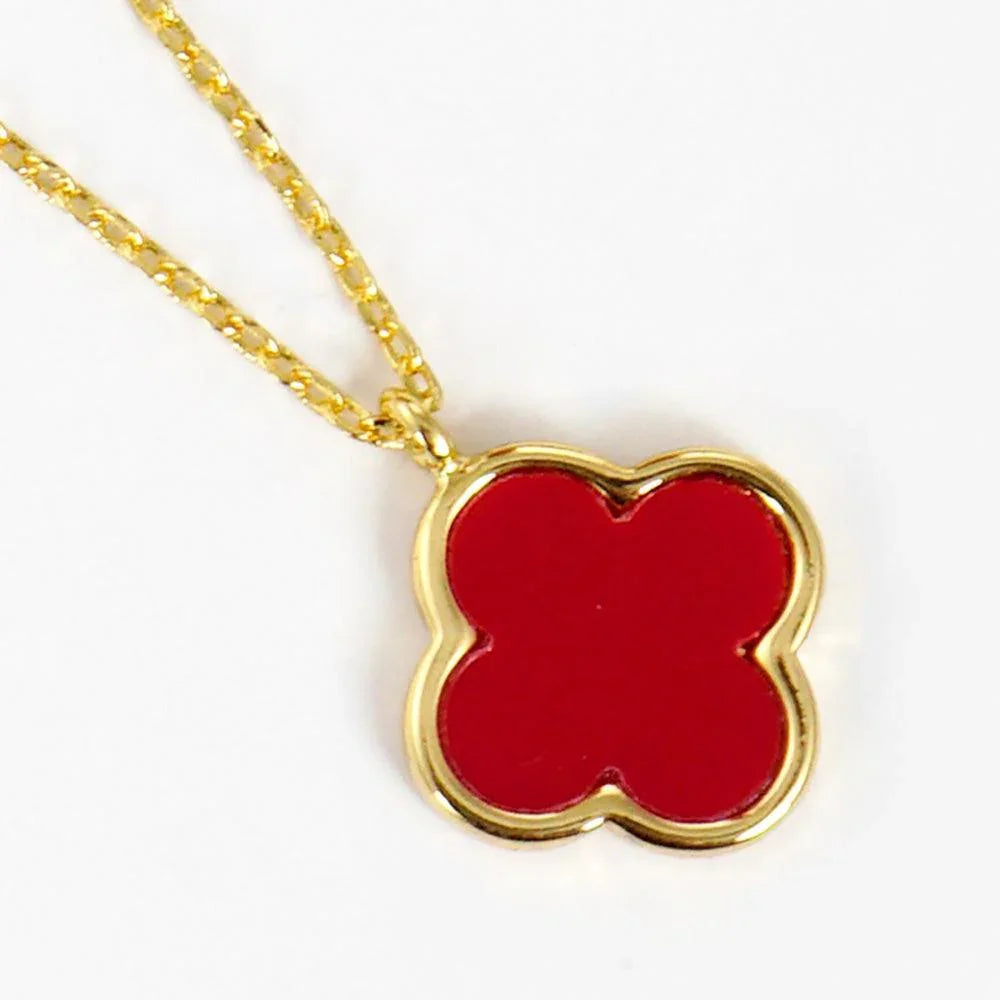 Red Gold Dipped Quatrefoil Pendant Necklace - Jewelry Store by Erik Rayo