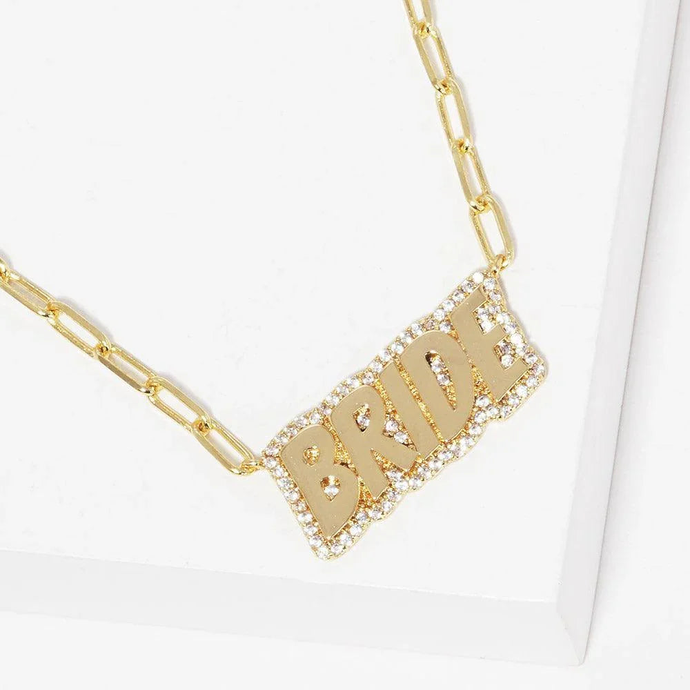 Gold Gold Dipped Bride Message Pendant Necklace - Jewelry Store by Erik Rayo