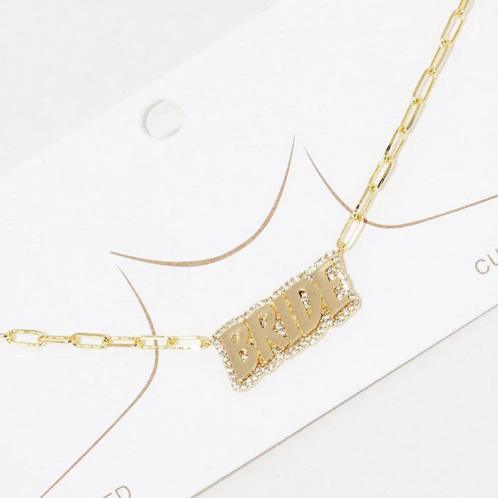 Gold Gold Dipped Bride Message Pendant Necklace - Jewelry Store by Erik Rayo