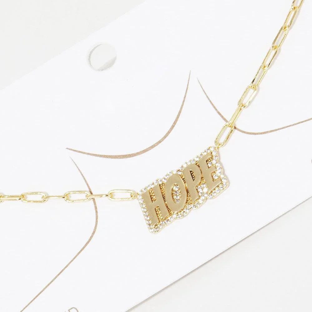 Gold Gold Dipped Hope Message Pendant Necklace - Jewelry Store by Erik Rayo