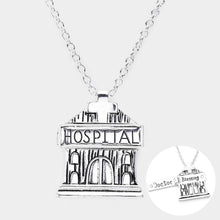 Load image into Gallery viewer, Silver Antique Metal Hospital Pendant Necklace
