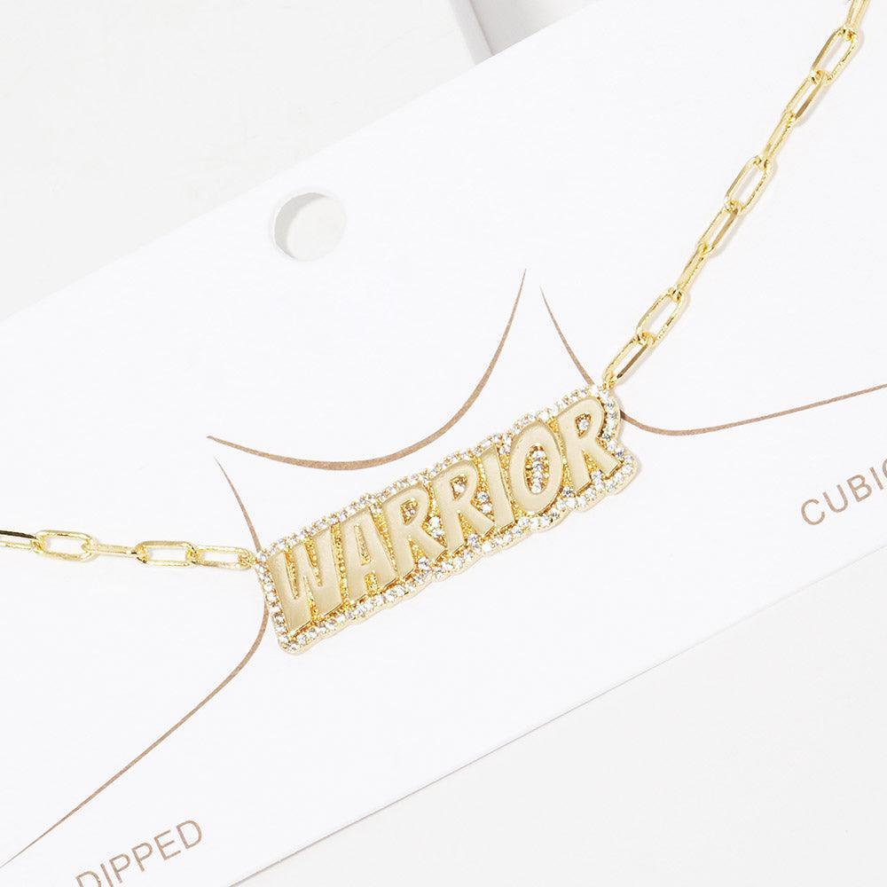Gold Gold Dipped Warrior Message Pendant Necklace - Jewelry Store by Erik Rayo