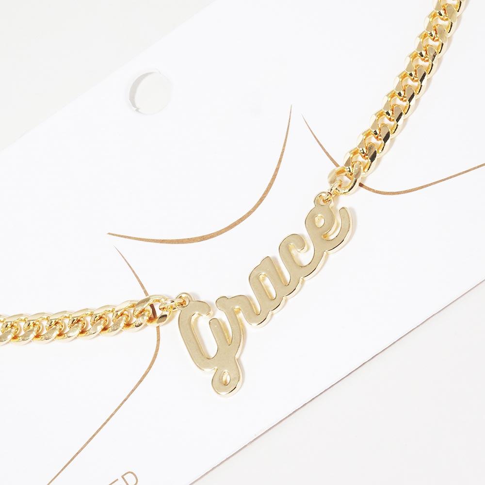 Gold Grace Message Pendant Gold Dipped Metal Necklace