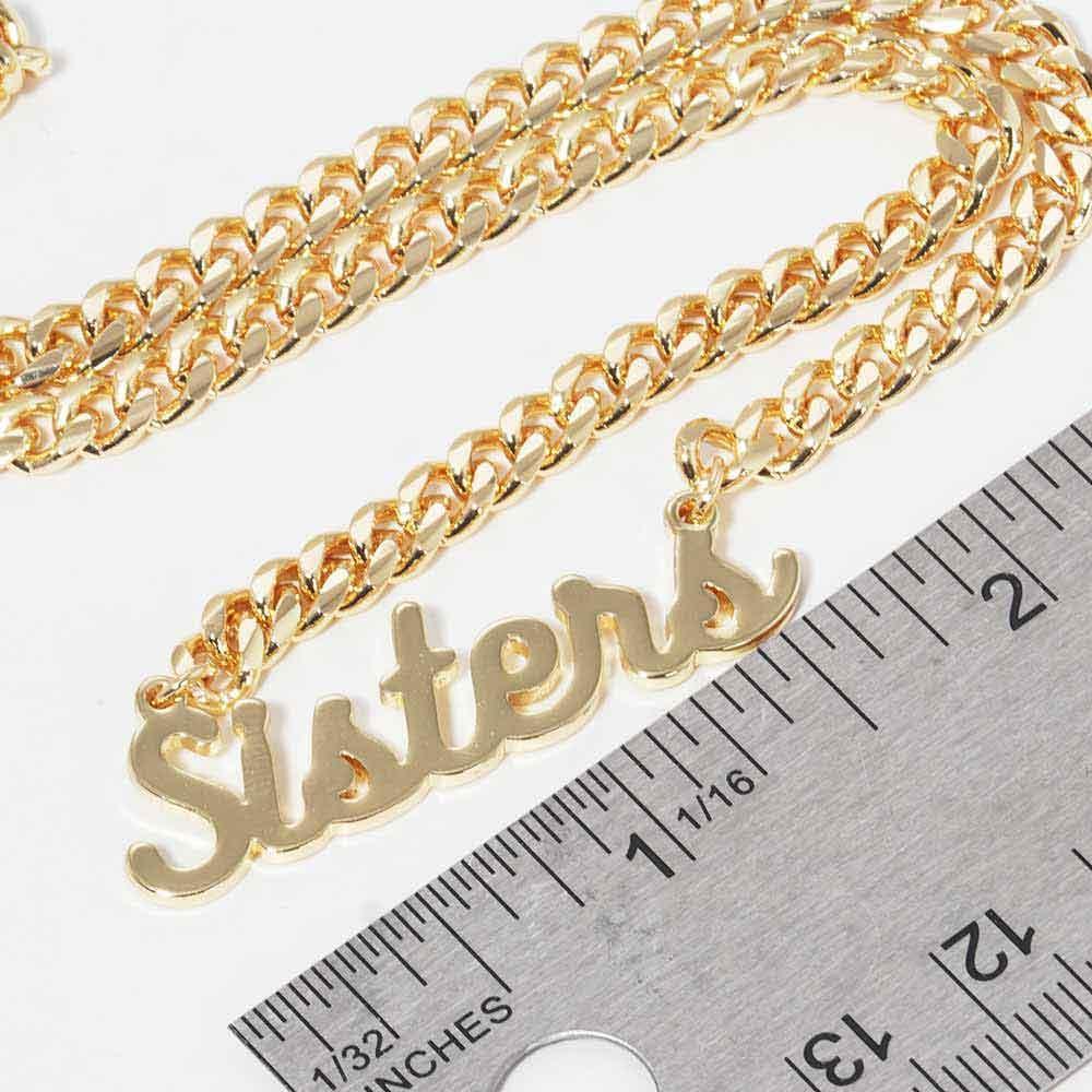 Gold Sister Message Pendant Gold Dipped Metal Necklace - Jewelry Store by Erik Rayo